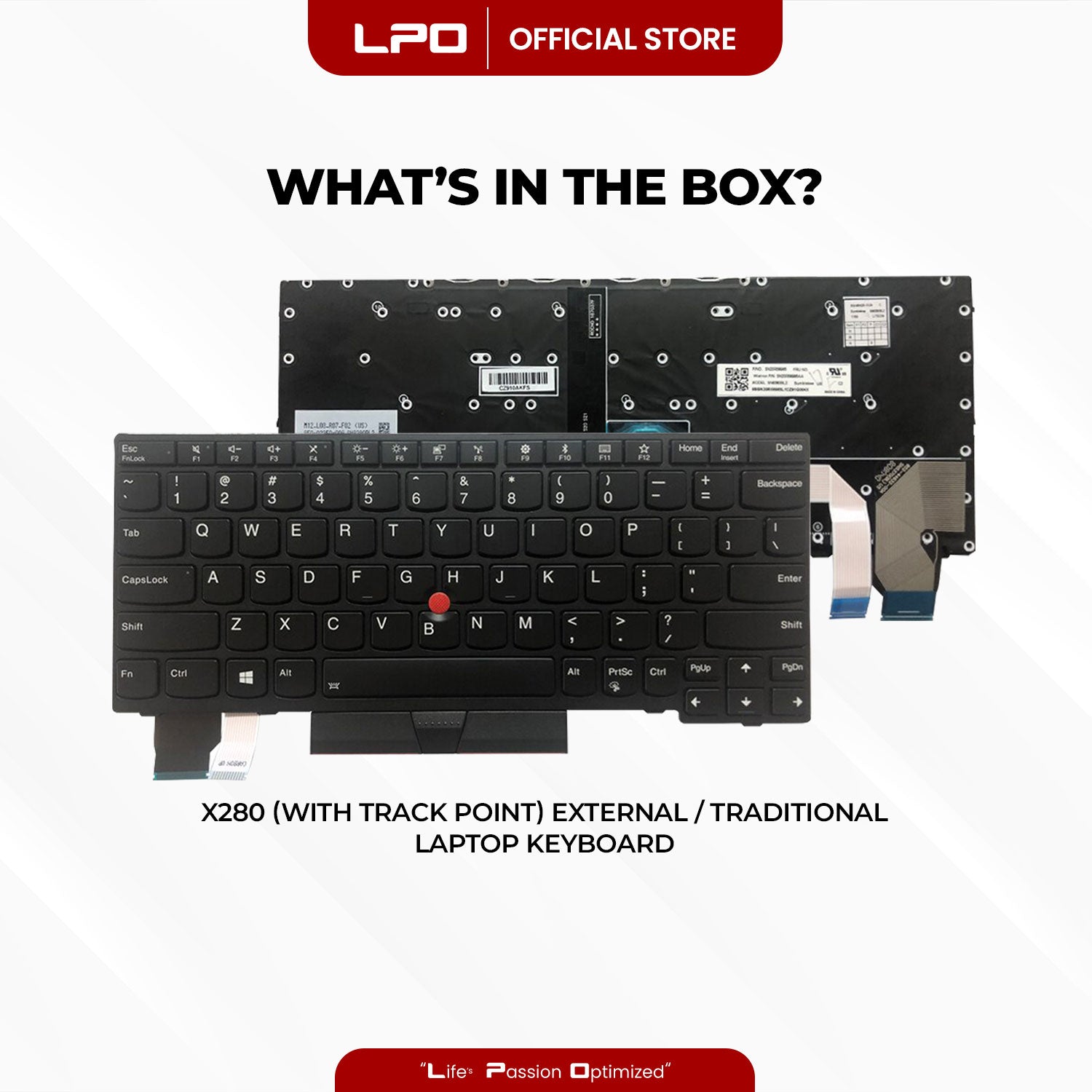 Laptop Keyboard LENOVO X280 (With Track Point) External / Traditional Black US Compatible with Lenovo Thinkpad A285