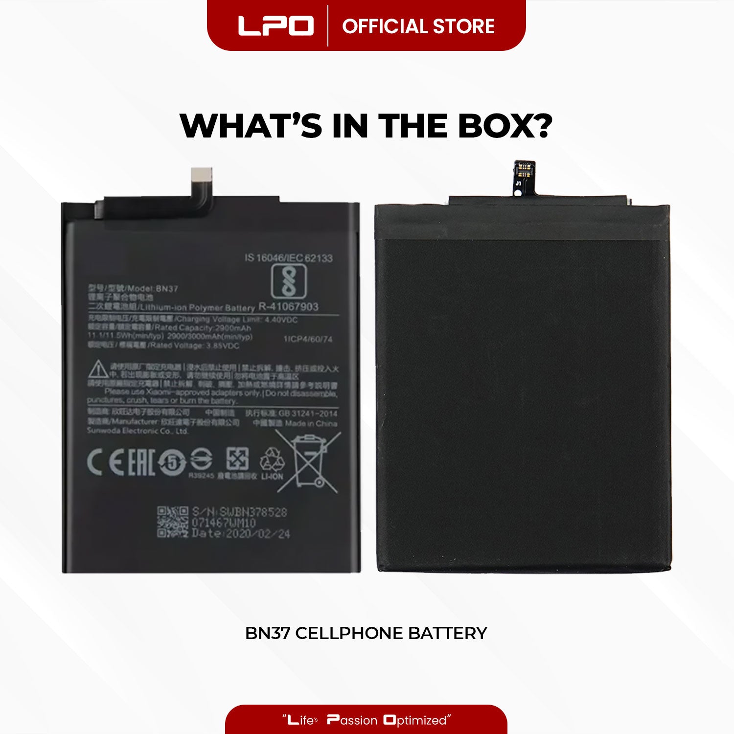 Cellphone Battery Xiaomi Redmi 6A 6 2018 BN37 Compatible with M1804C3CG, M1804C3CH, M1804C3CI - LPO Laptop PC-Outlet
