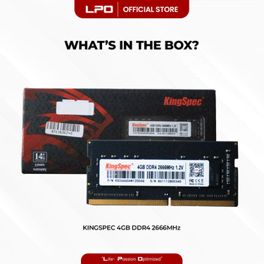 KingSpec 4GB DDR4 2666Mhz 1.2V SODIMM for Laptop RAM