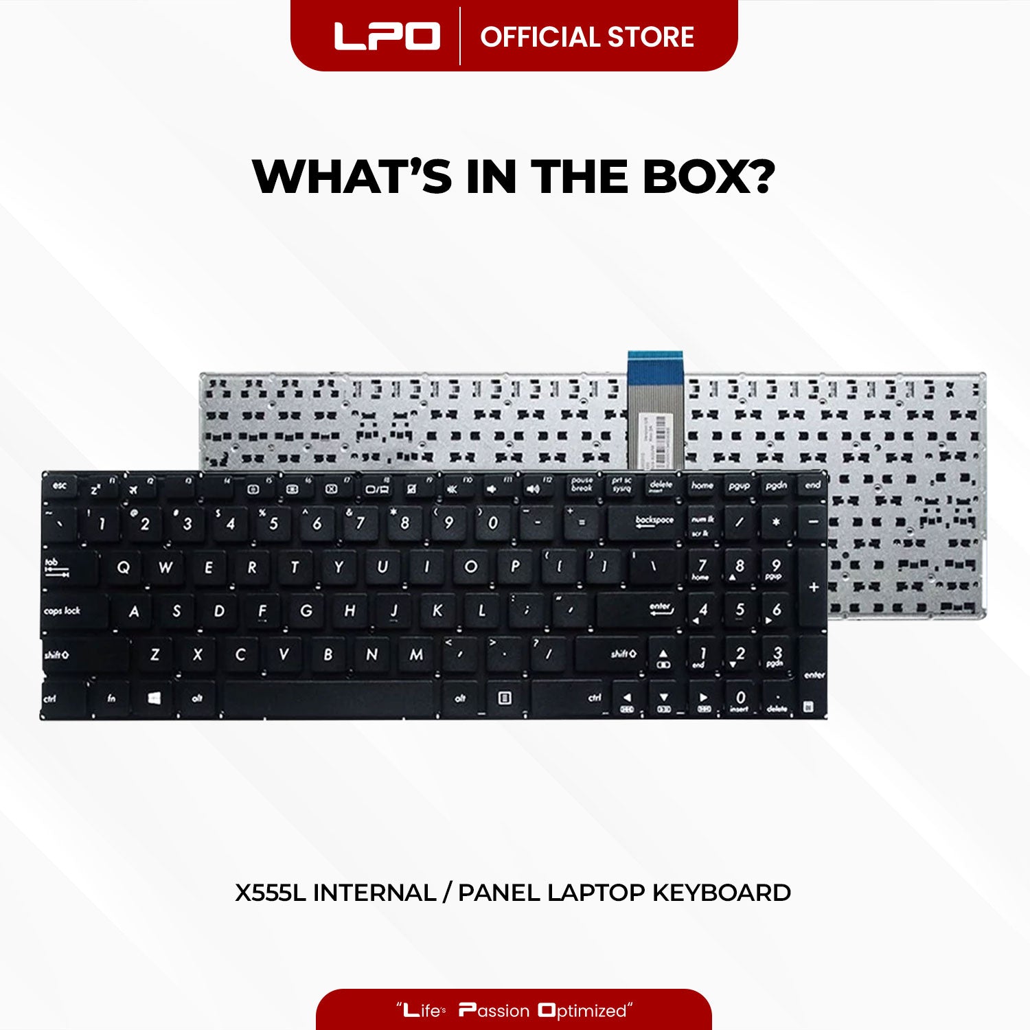 Laptop Keyboard ASUS X555L Internal / Panel Black US Compatible with Asus X555L, X555LA, X555LD
