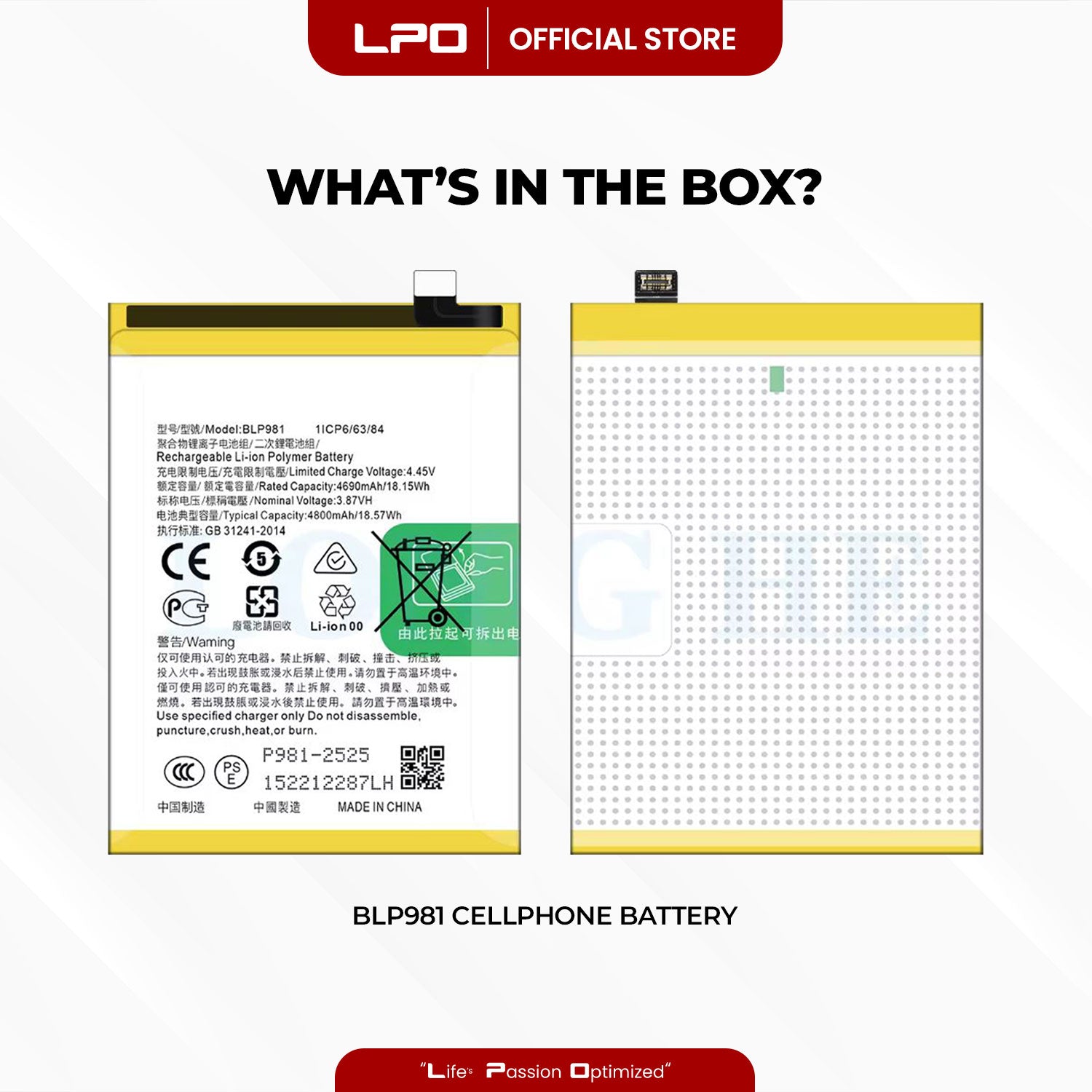 Cellphone Battery	Oppo Reno8 T 5G 2023 BLP981 Compatible with CPH2505