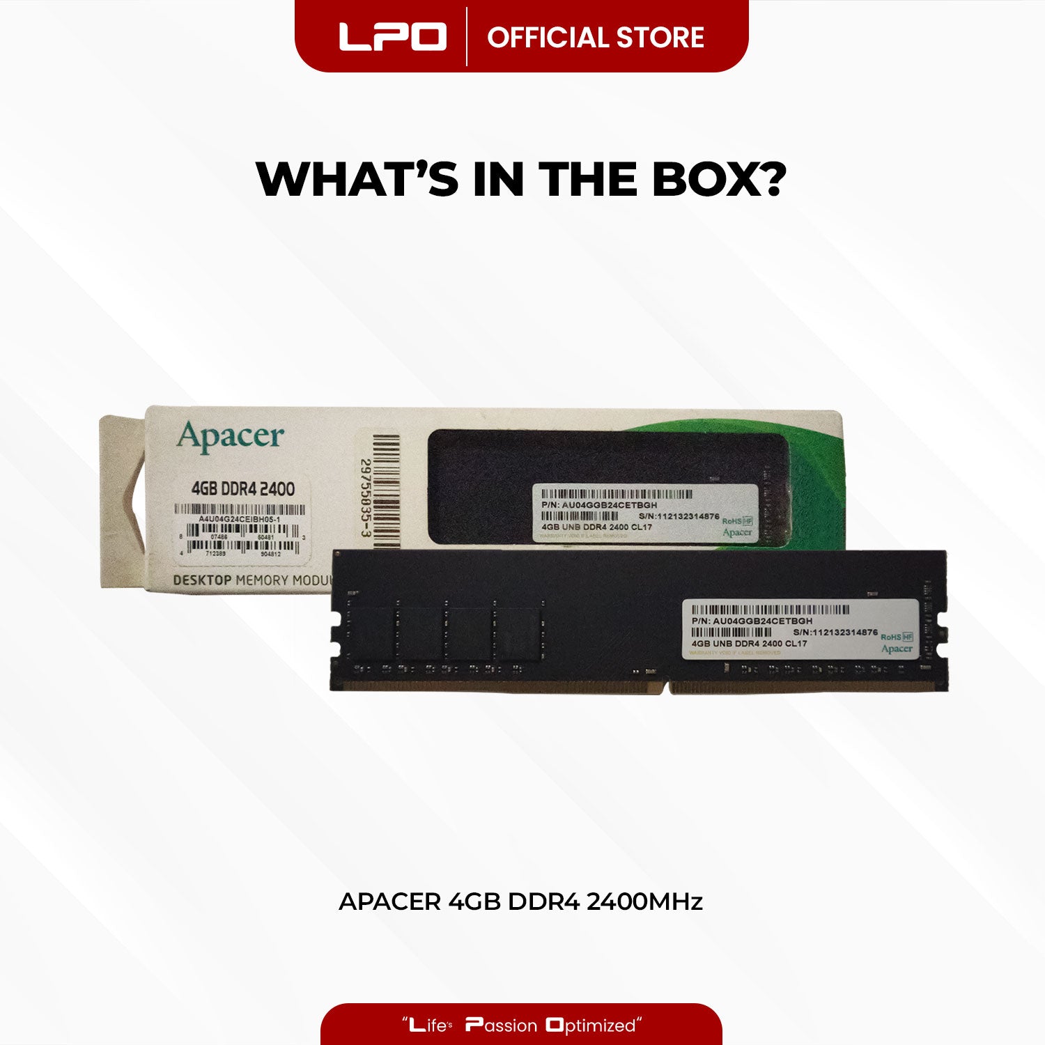 Apacer 4GB DDR4 2400MHz DIMM for Desktop RAM