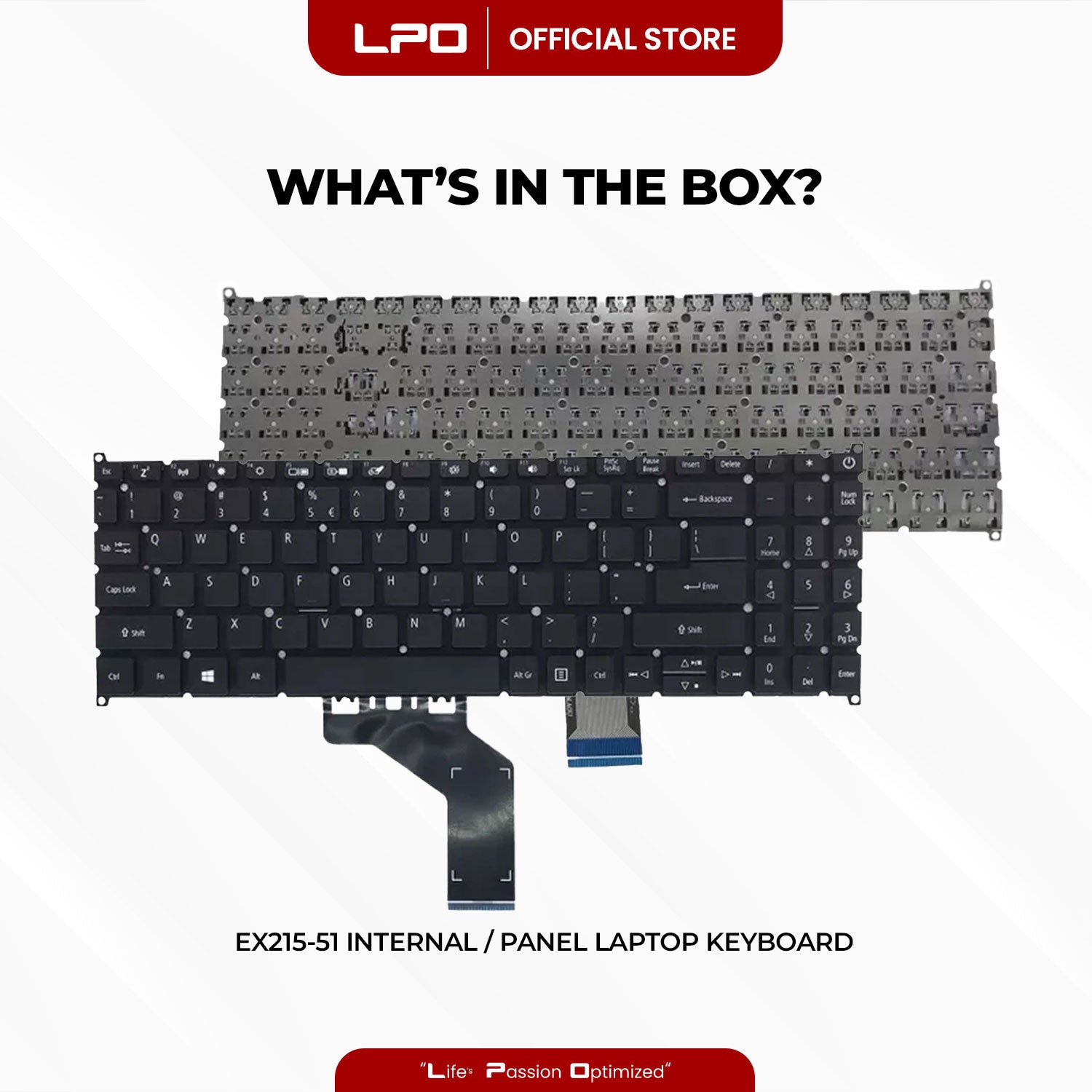 Laptop Keyboard ACER EX215-51 Internal Type / Panel Black US Compatible with Acer Extensa 15 EX215-51