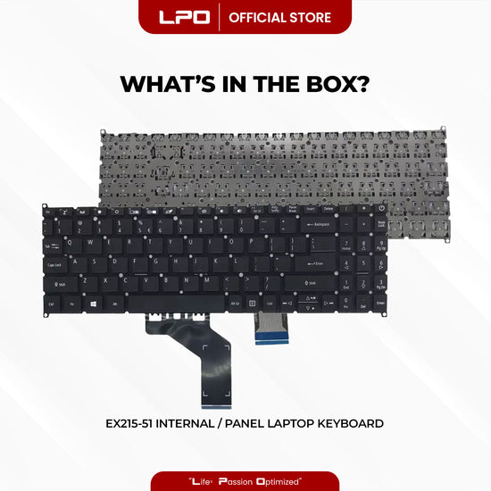 Laptop Keyboard ACER EX215-51 Internal Type / Panel Black US Compatible with Acer Extensa 15 EX215-51