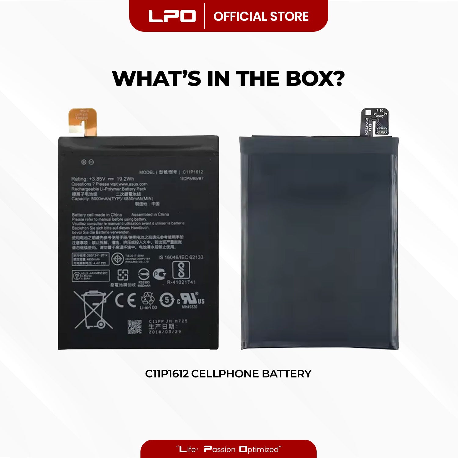 Cellphone Battery Asus Zenfone 4 Max ZC554KL 2017 C11P1612 X00ID, X00IS, X00HDA, ZC554KL