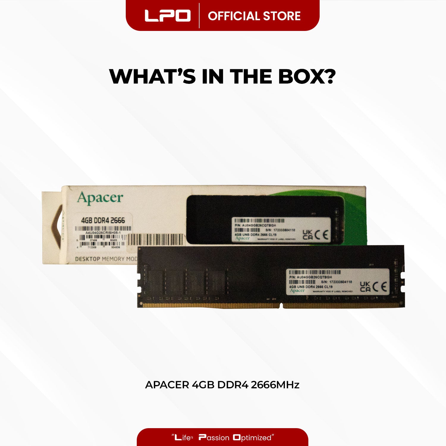 Apacer 4GB DDR4 2666MHz DIMM for Desktop RAM