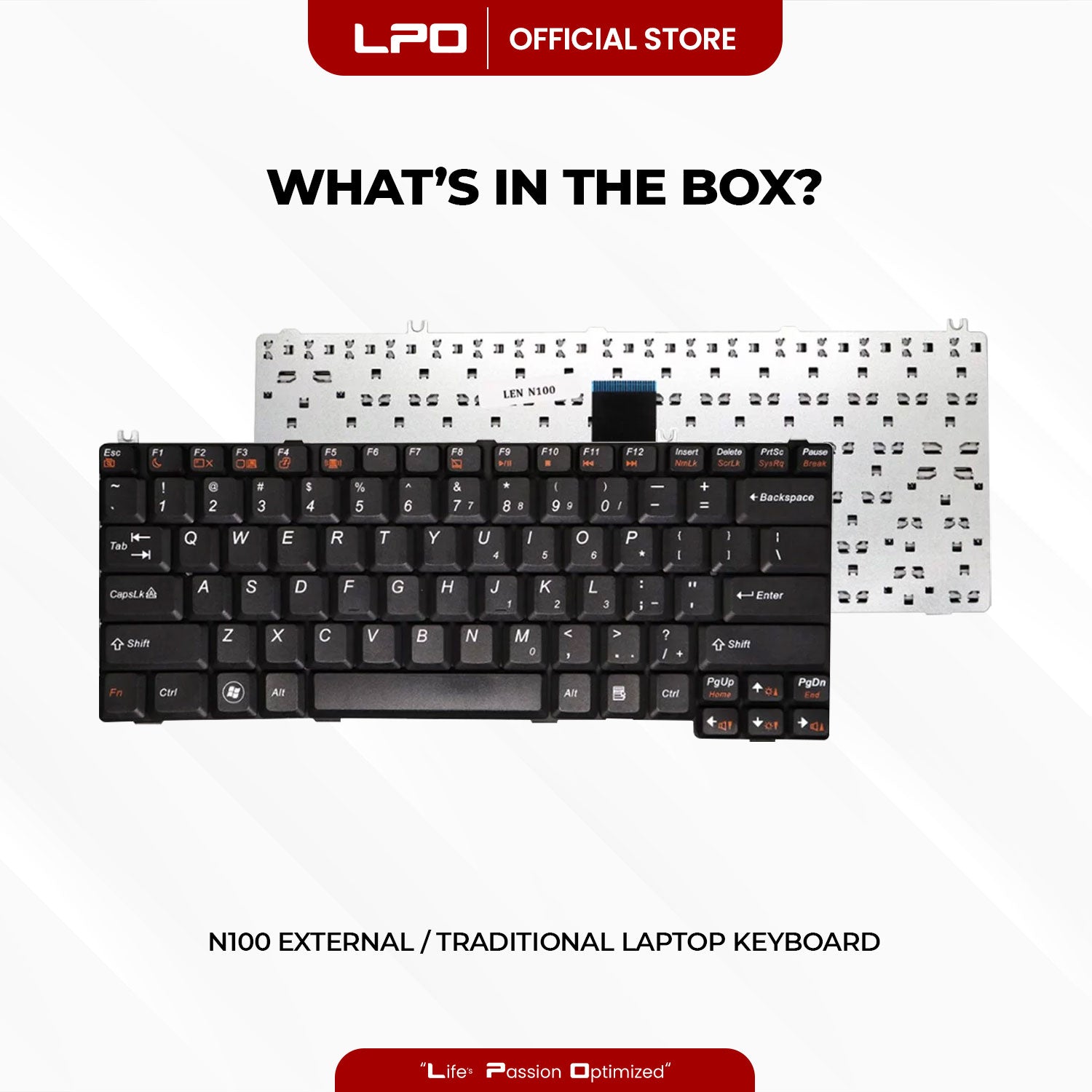 Laptop Keyboard LENOVO N100 External / Traditional Black US Compatible with Lenovo 300 N100