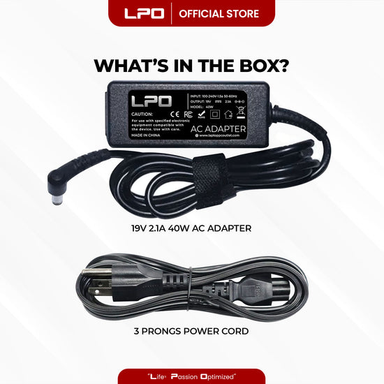 Laptop Charger LG 19V 2.1A 40W Circle Pin 6.5mm x 4.4mm Compatible with LG E1951S E2051S