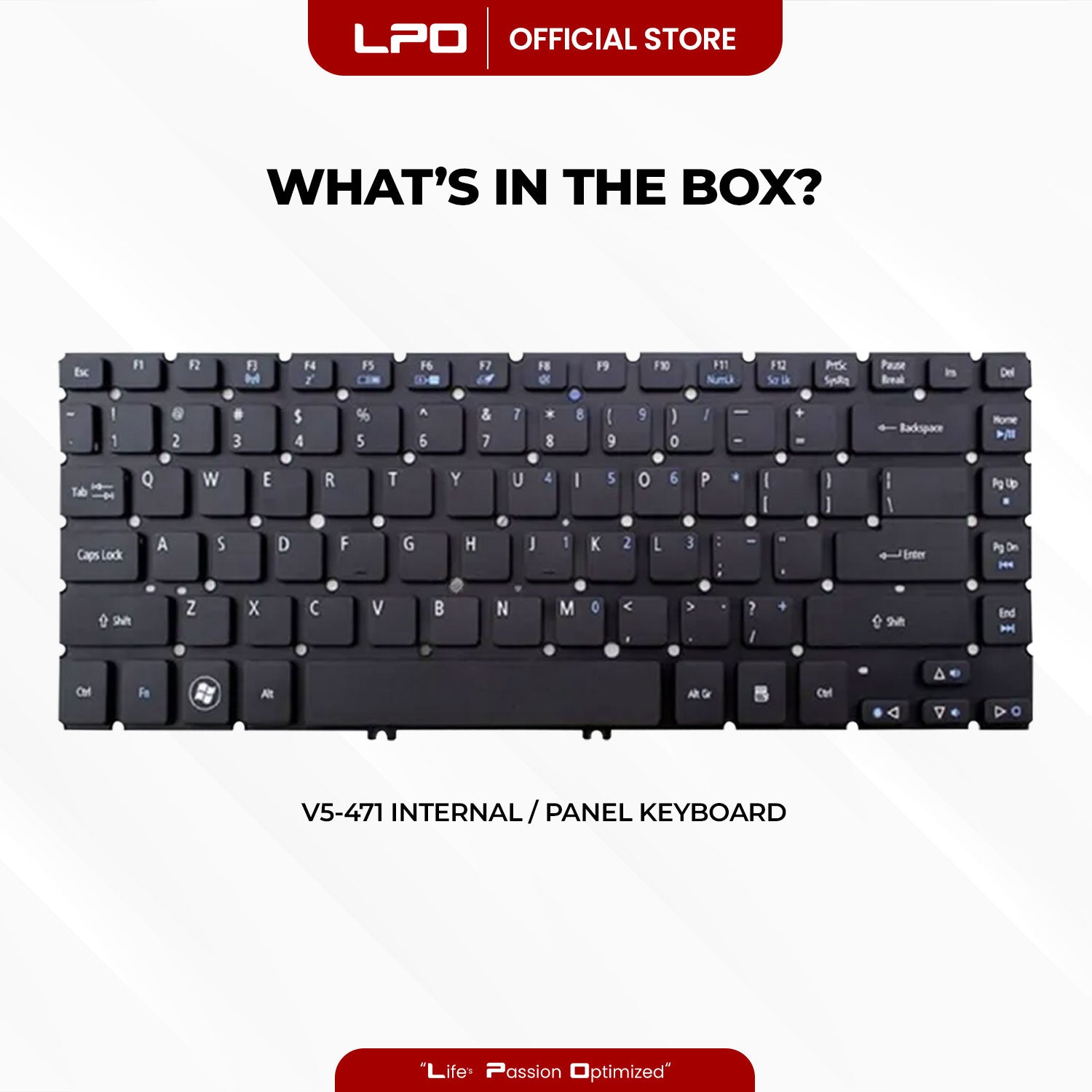 Laptop Keyboard ACER V5-471 Internal Type / Panel Black US Compatible with Acer V5-471P, V5-471 V5-471G