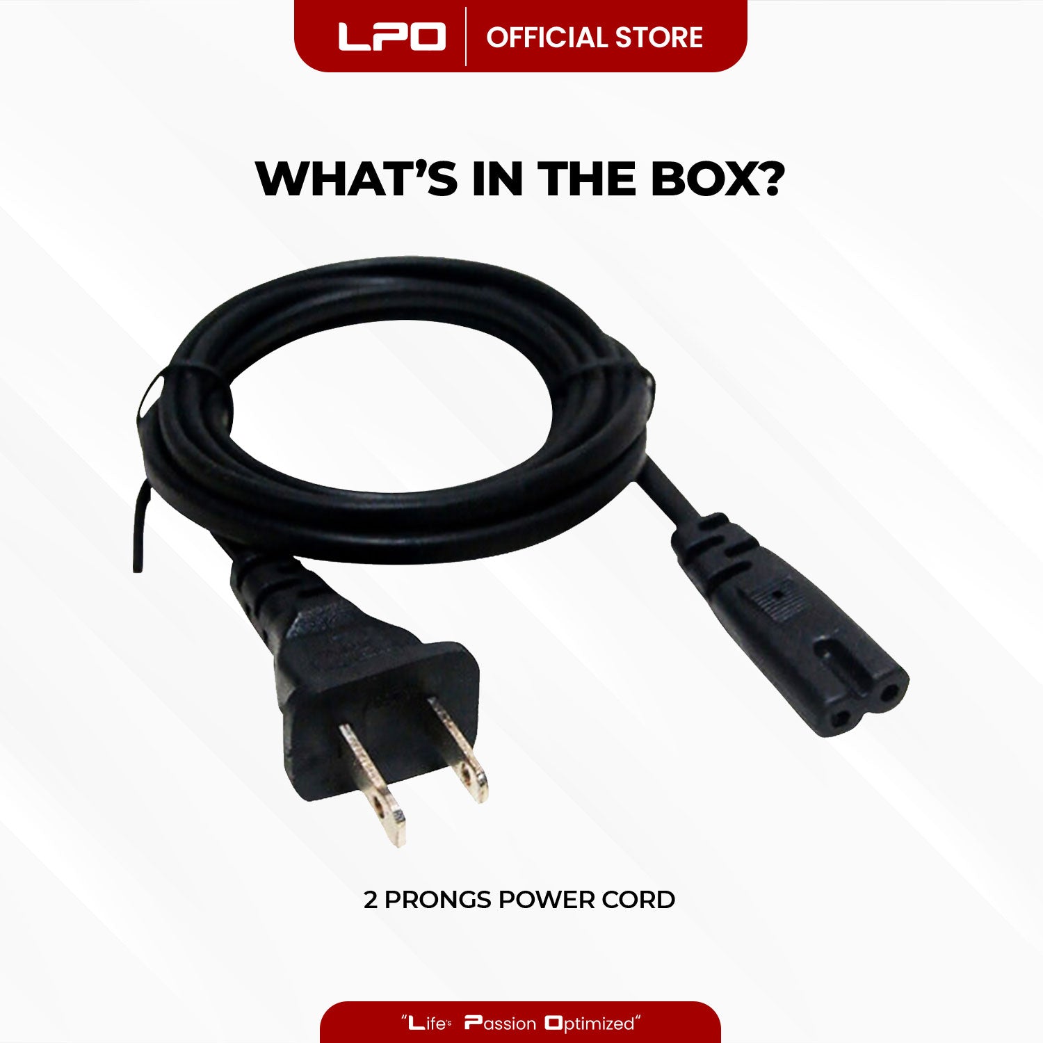 Power Cord 2 Prongs LED LCD TV Samsung LG Sharp Canon Pixma Hp Brother Epson Lexmark Printer - LPO Laptop PC-Outlet