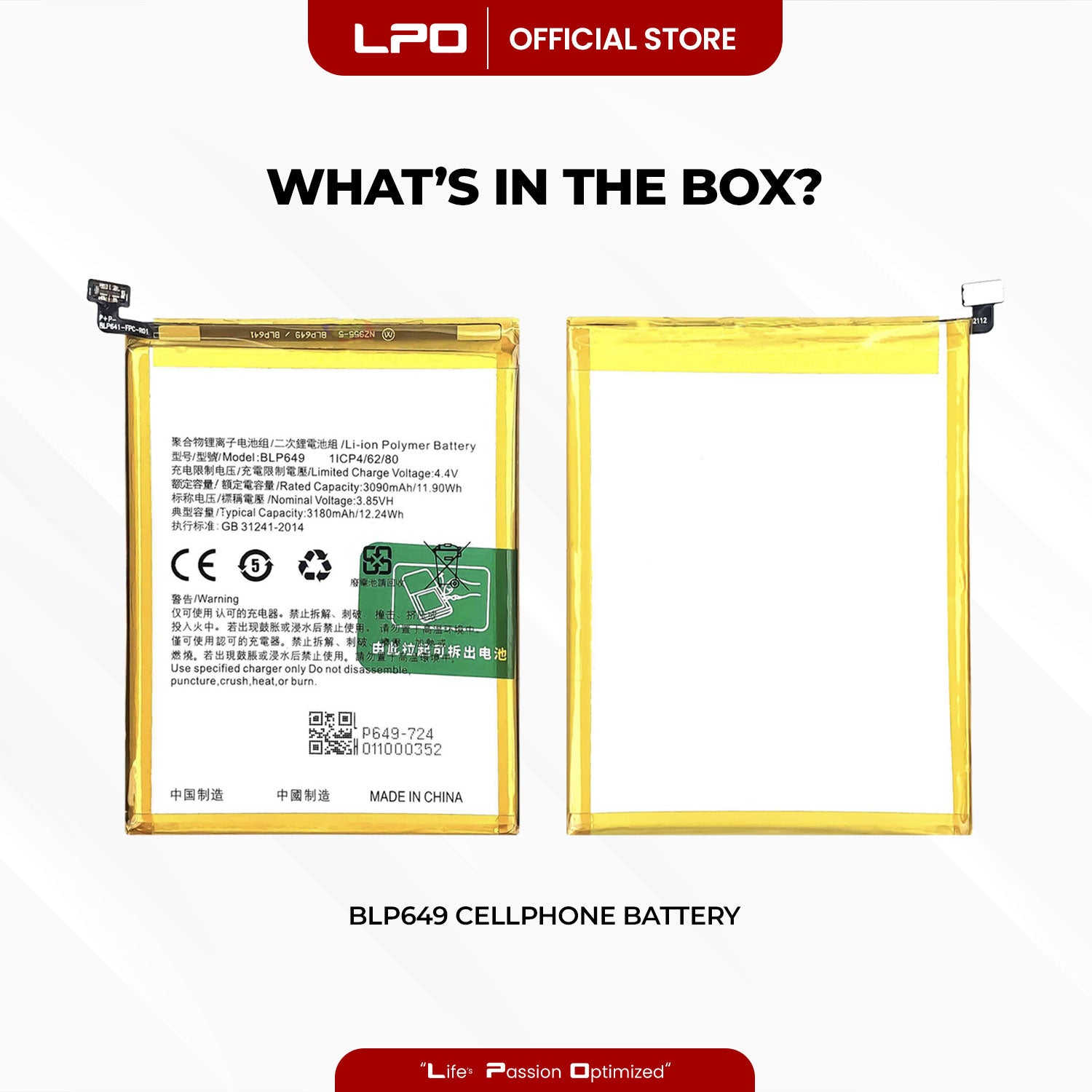 Cellphone Battery	Oppo A83 2018 BLP649 Compatible with CPH1729, CPH1827 - LPO Laptop PC-Outlet