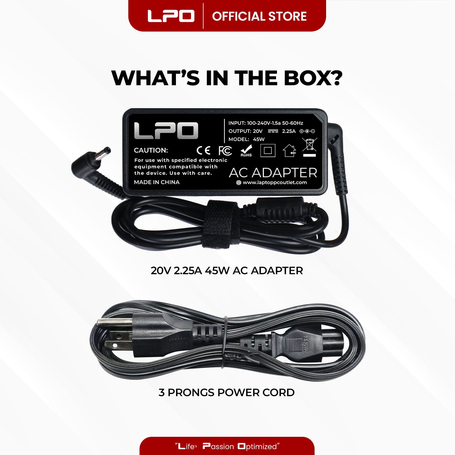 Laptop Charger Lenovo 20V 2.25A 45W Bullet Pin 4.0mm x 1.7mm Compatible with Lenovo Yoga C640-13IML