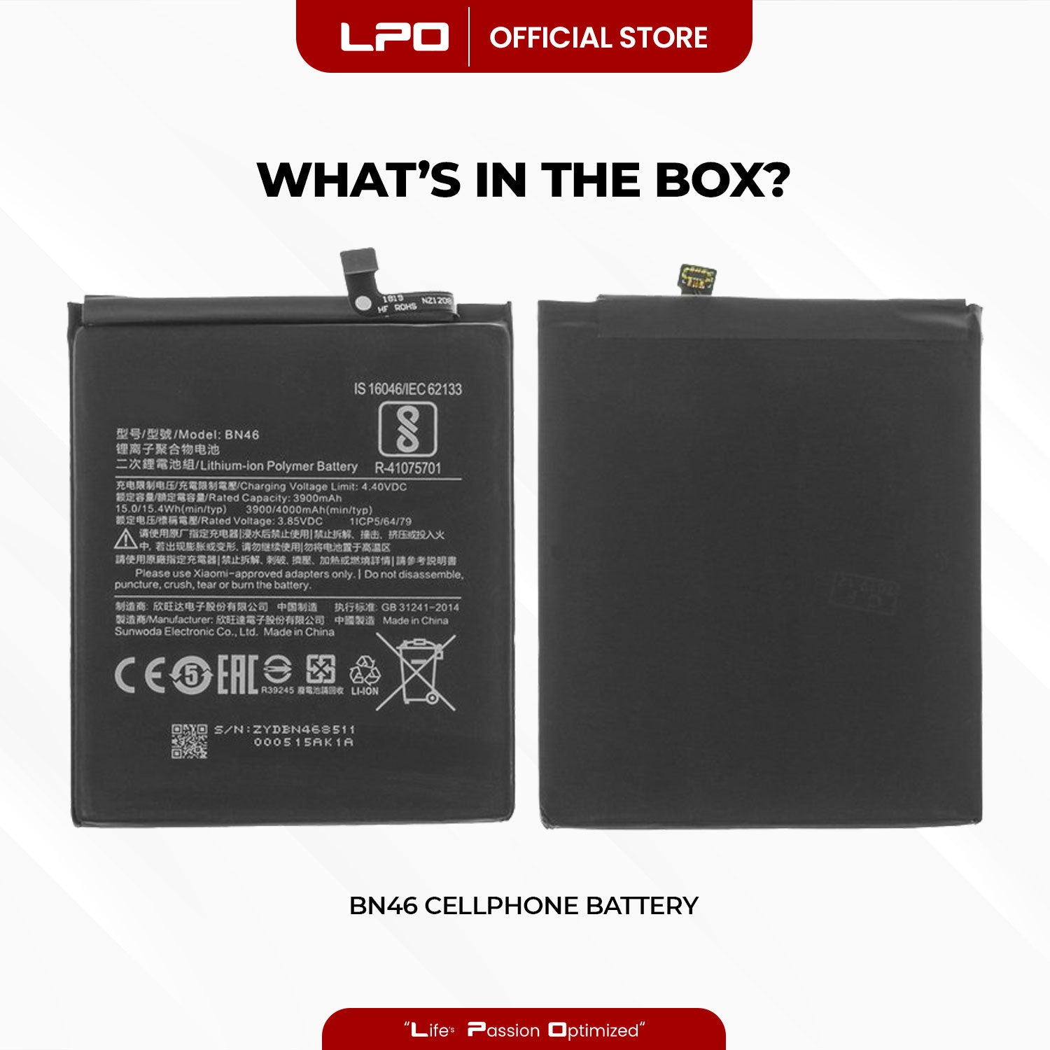 Cellphone Battery Xiaomi Redmi Note 8 2019 BN46 Compatible with Xiaomi Redmi 7 M1810F6LG - LPO Laptop PC-Outlet