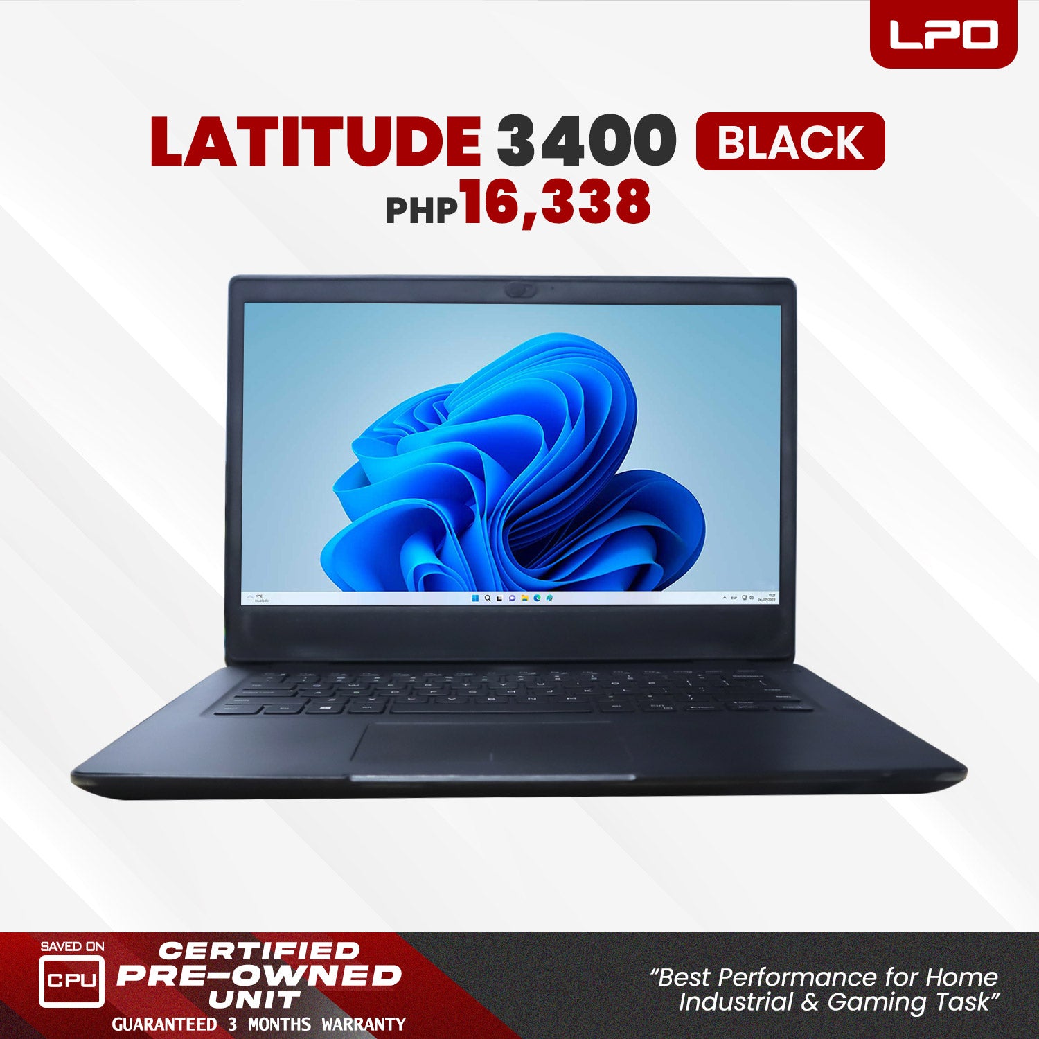 LPO Laptop Dell Latitude 3400 Black Intel Core i5-8265U 1.60Ghz 8Gb DDR4 256GB SSD Intel UHD Graphics 620 14